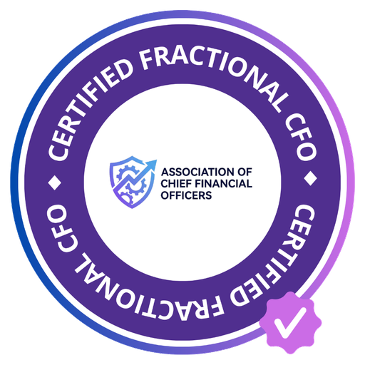 Certified Fractional CFO credential badge issued by the Association of Chief Financial Officers